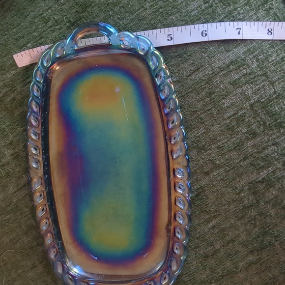 Vintage iridescent blue carnival glass trinket tray/butter dish - Picture 6 of 6